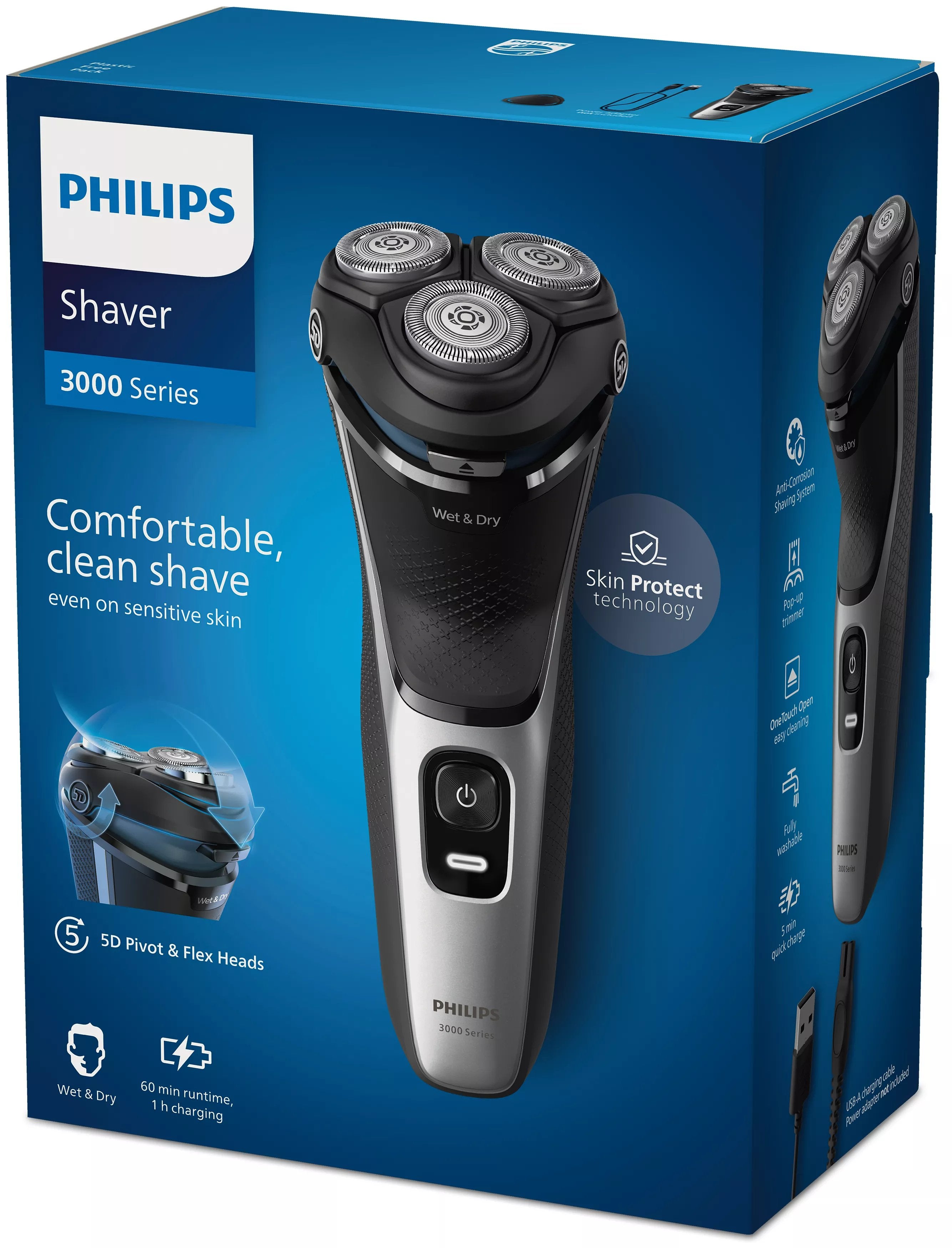 EAN 8720689018531 - Philips 3000 series S3143/00 afeitadora Máquina de afeitar de rotación Recortadora Negro, Plata imagen 3