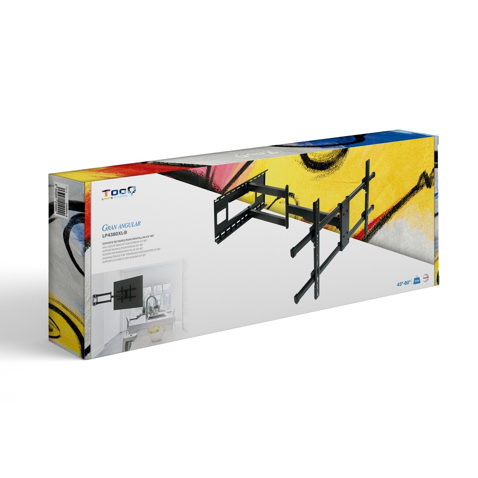 Tooq Soporte De Pared Con Brazo Articulado Para Tv De 43"-80" - Gran Angular - Giratorio E Inclinable - Peso Max 50kg -