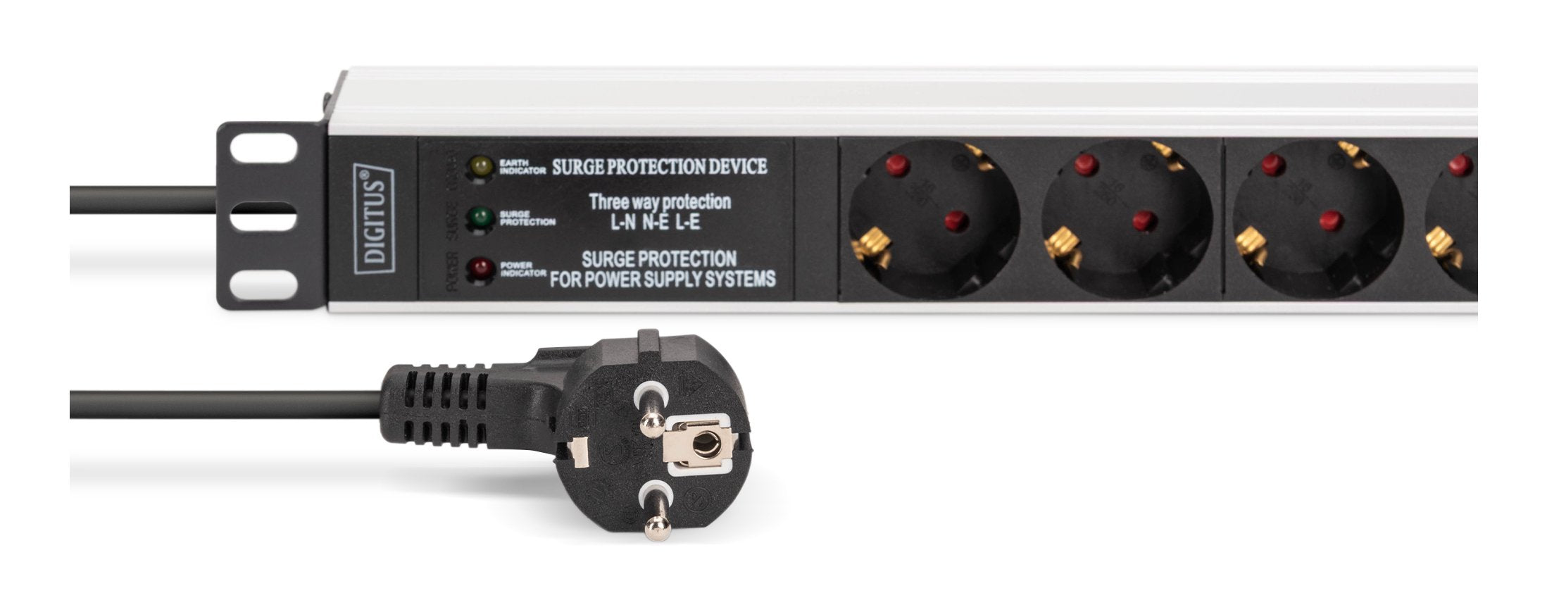 Digitus Meckdosenleime 7-Fach 19" Alu. 1he 2m Negro