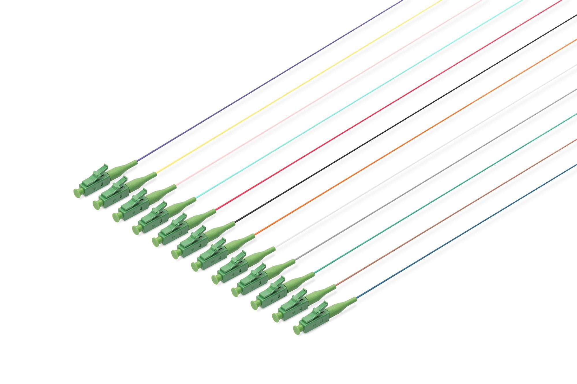 Fo Pigtail Set, 12 Pcs., Lc (Apc), Sm Os2 09/125 Æ Loose Buffer, Color Code Din Iec 304, 2 M