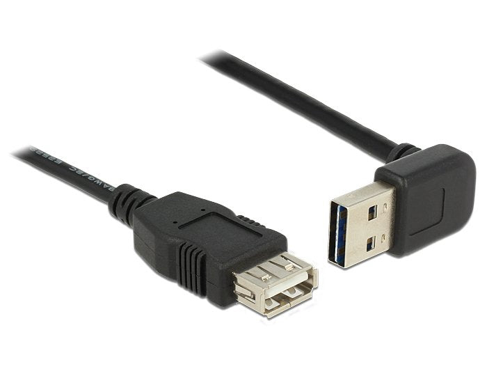 Delock 83548 Alargador Cable Easy-Usb 2.0 Tipo-A Macho, Sesgado Hacia La Arriba Y Hacia Abajo > Usb 2.0 Tipo-A Hembra Negro 2 M