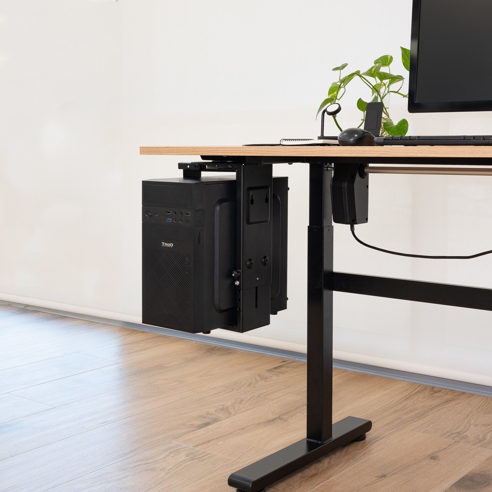 Tooq Soporte De Escritorio/Pared Para Cpu - Peso Max 10kg - Angulo De Giro 180º - Negro