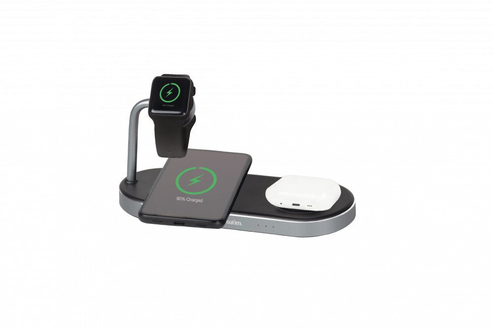 Verbatim Wireless Charger, 3-In-1, Qi, Mfi, Wcs-03, Negro