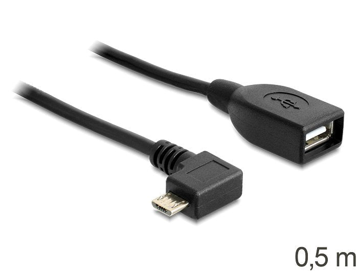Delock Cable Usb Micro-B Macho > Usb 2.0-A Hembra Otg 50 Cm Angular