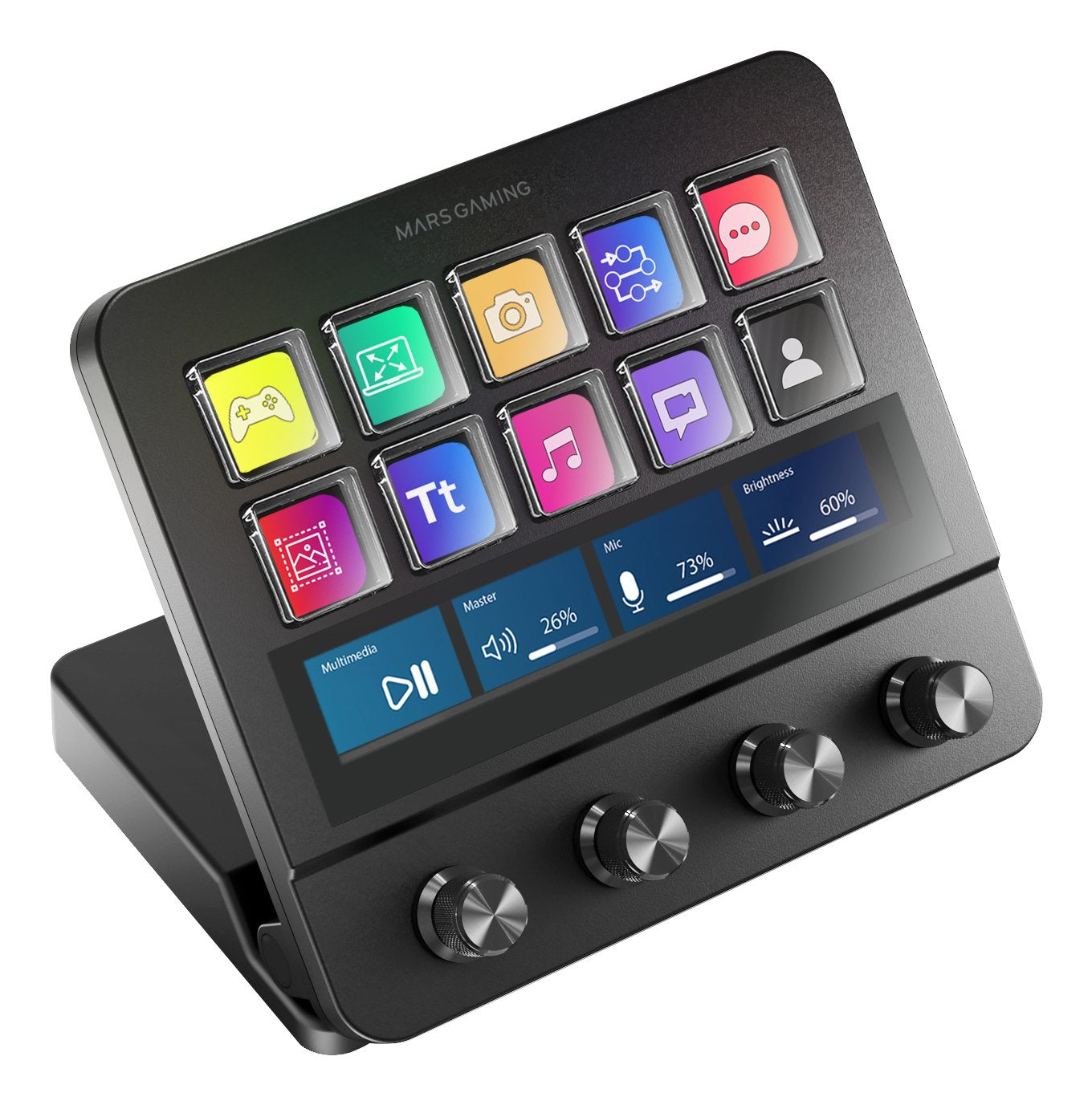 Plataforma De Control Msd-Pro Negro Mars Gaming 10 Teclas Lcd Y 4 Diales Personalizables/ Hub Usb (2x Usb 3.0 + 1x Usb-C) Y Base Ajustable
