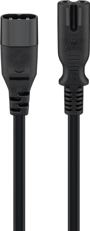 Goobay 97201 Cable De Transmisión Negro, Indigo 2 M C8 Acoplador C7 Acoplador