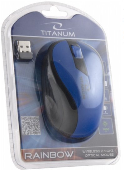 Titanum Tm114b Rainbow - Wireless Optical Mouse 3d | 2.4 Ghz| 1000 Dpi| 3d| Blue