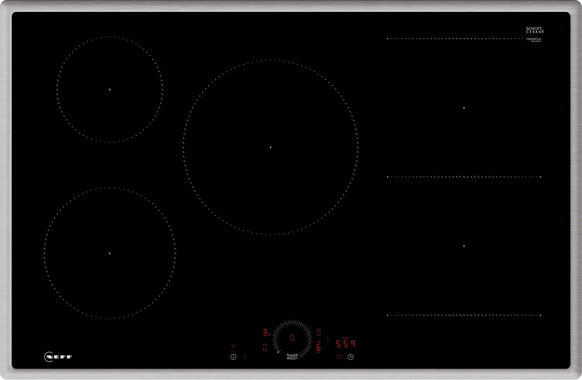 EAN 4242004272694 - Neff T58SHW1L0 hobs Negro, Acero inoxidable Integrado 80 cm Con placa de inducción 5 zona(s) imagen 1
