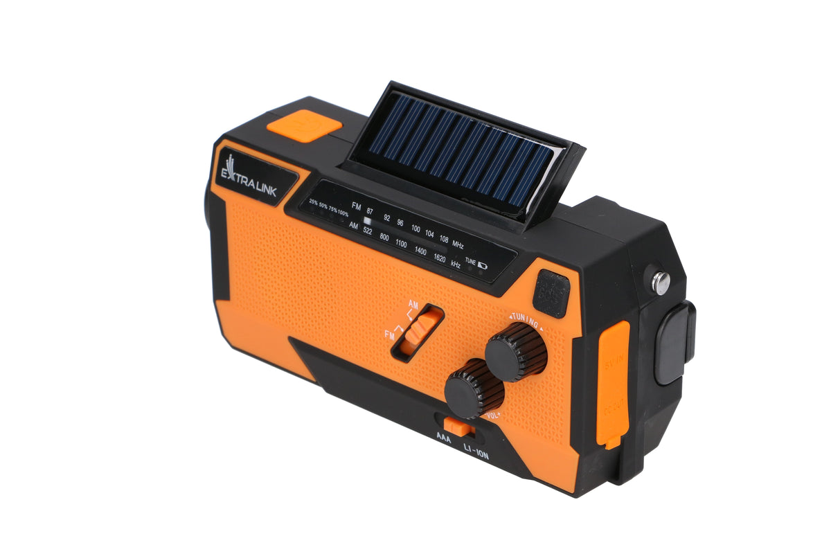 Extralink Radio Awaryjne Solarne Z Korbka Dynamo Powerbank 4000mah Z Latarka Sos Sr-4000