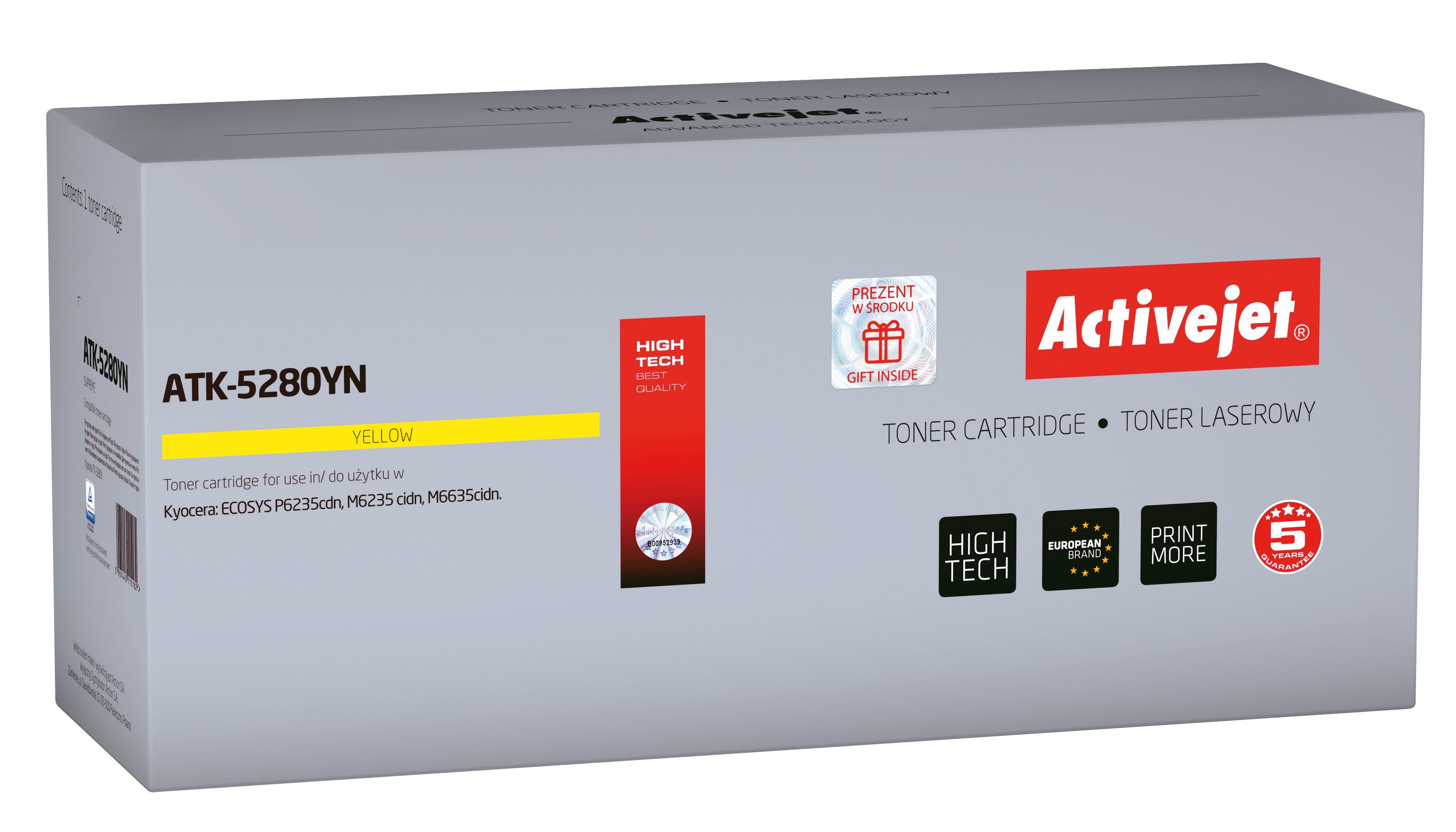 Tóner Activejet Atk-5280yn (Reemplazo Para Kyocera Tk-5280y - Supreme - 11000 - Amarillo)