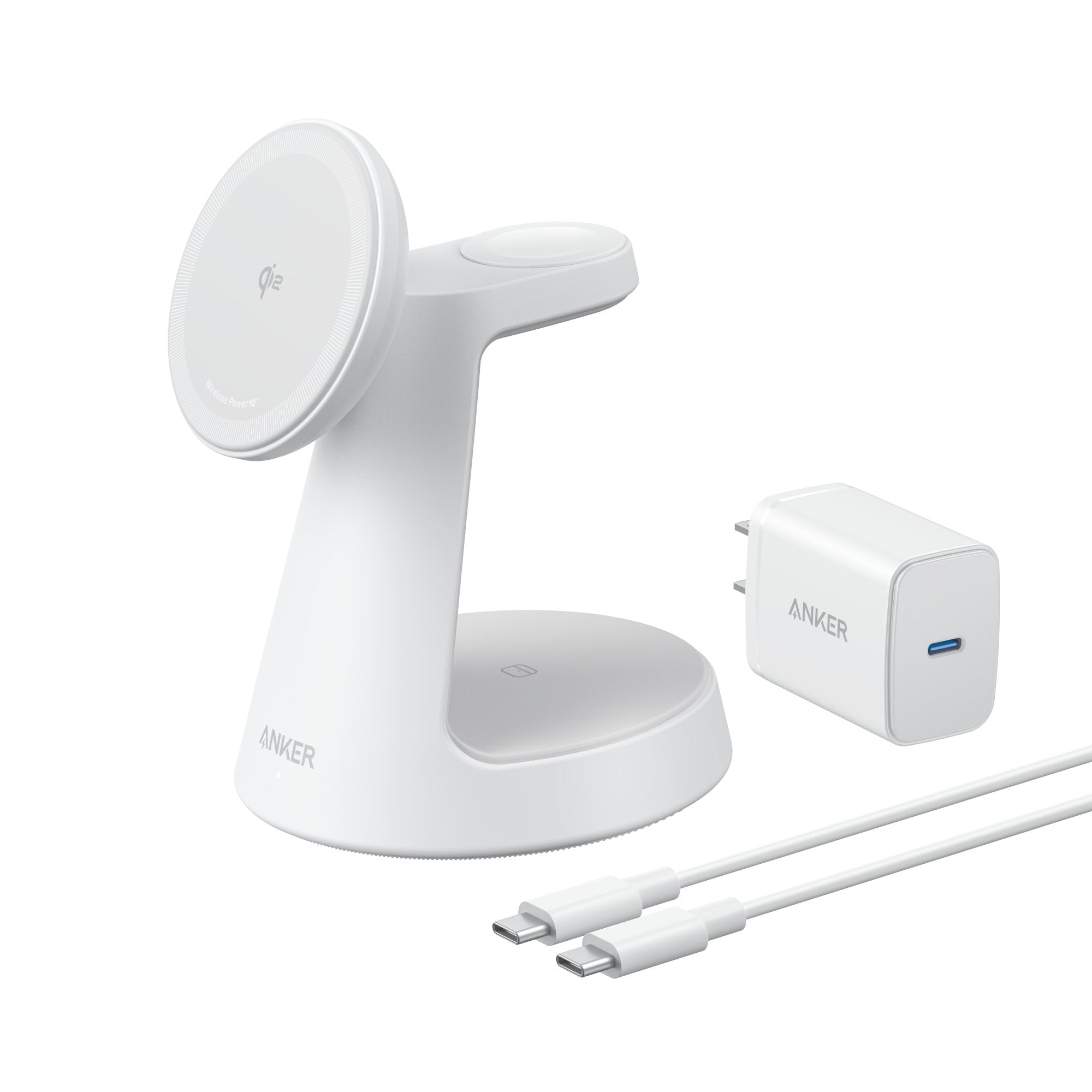 Anker Maggo 3-In-1 Charging Station Cablelose Ladestation Weiss Qi2 15w Inkl. Zertifiziertes Modul Fr Apple Watch