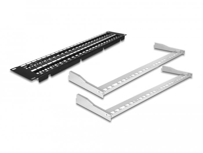 Delock 19? Keystone Patchpanel 48 Port Mit Entlastungsschienen 2 He Schwarz