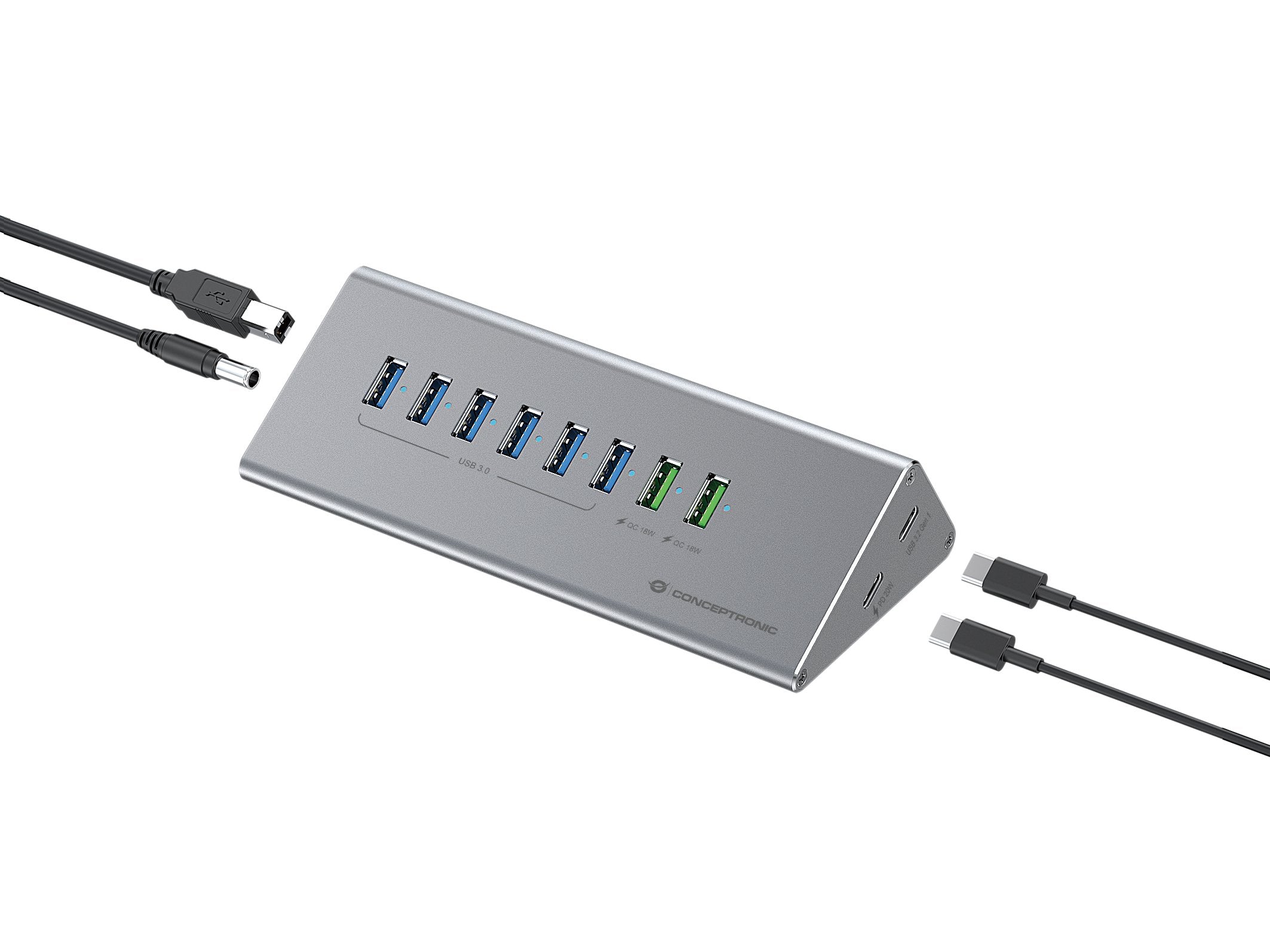 EAN 4015867234389 - Conceptronic HUBBIES18G hub de interfaz USB 3.2 Gen 1 (3.1 Gen 1) Type-B 5000 Mbit/s Gris imagen 1