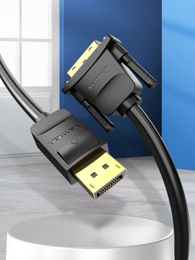 Cable Conversor Vention Hafbh Displayport Macho Dvi Macho 2m Negro
