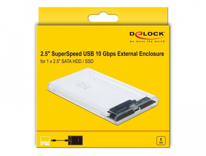 EAN 4043619426171 - DeLOCK 42617 caja para disco duro externo Carcasa de disco duro/SSD Transparente 2.5" imagen 4