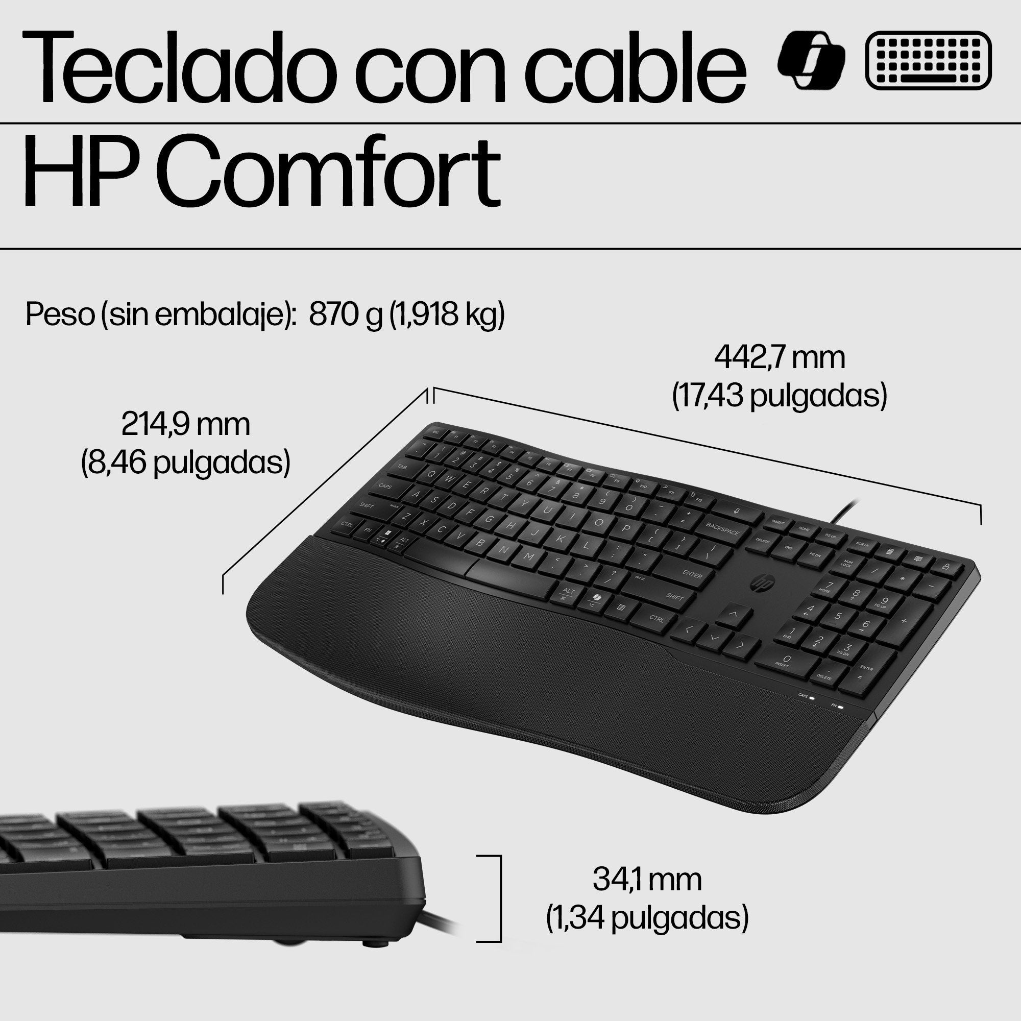 EAN 0197498232430 - HP 480 Comfort Wired Keyboard teclado Hogar USB Negro imagen 3