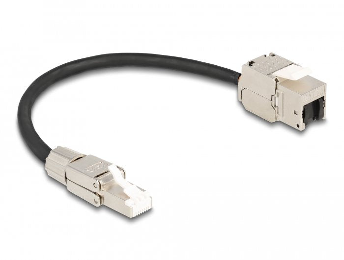 Delock Cable Rj45 Stecker Feldkonfektionierbar Zu Keystone Modul Rj45 Buchse Cat.6a 25 Cm