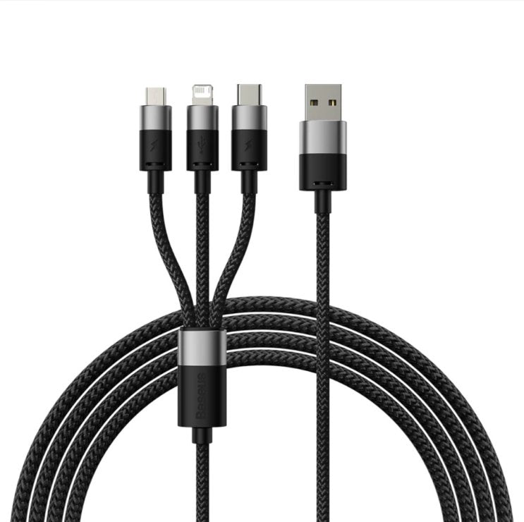 EAN 6932172622268 - Baseus SUP0002696 cable USB USB 3.2 Gen 1 (3.1 Gen 1) 1,2 m USB A USB C/Micro USB-A/Lightning Negro imagen 1