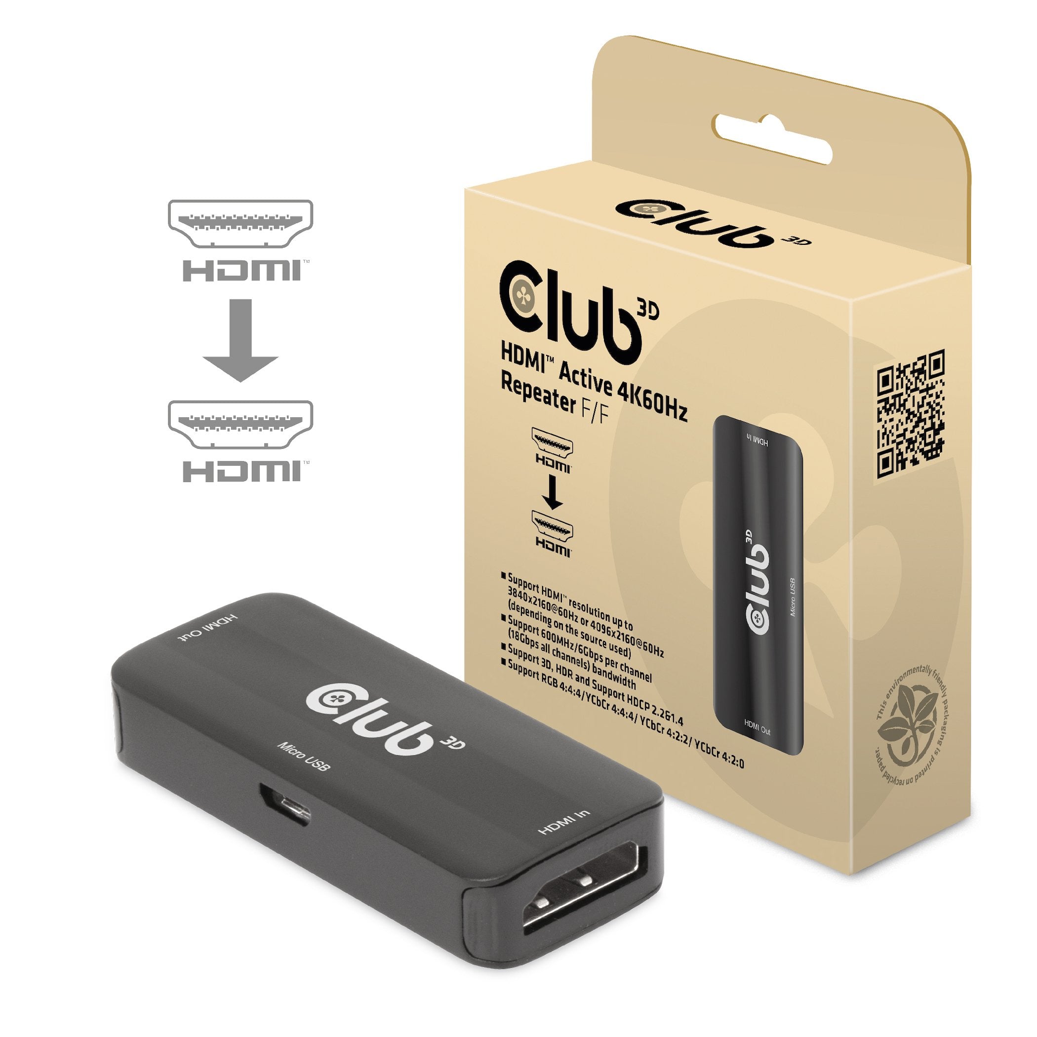 Club3d Repetidor Hdmi > Hdmi 4k60hz Aktiv H H Retail