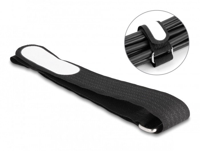Delock Klettcablebinder Mit Schlaufe Und Beschriftungsfeld L 457 X B 25 Mm Schwarz 5 Stück