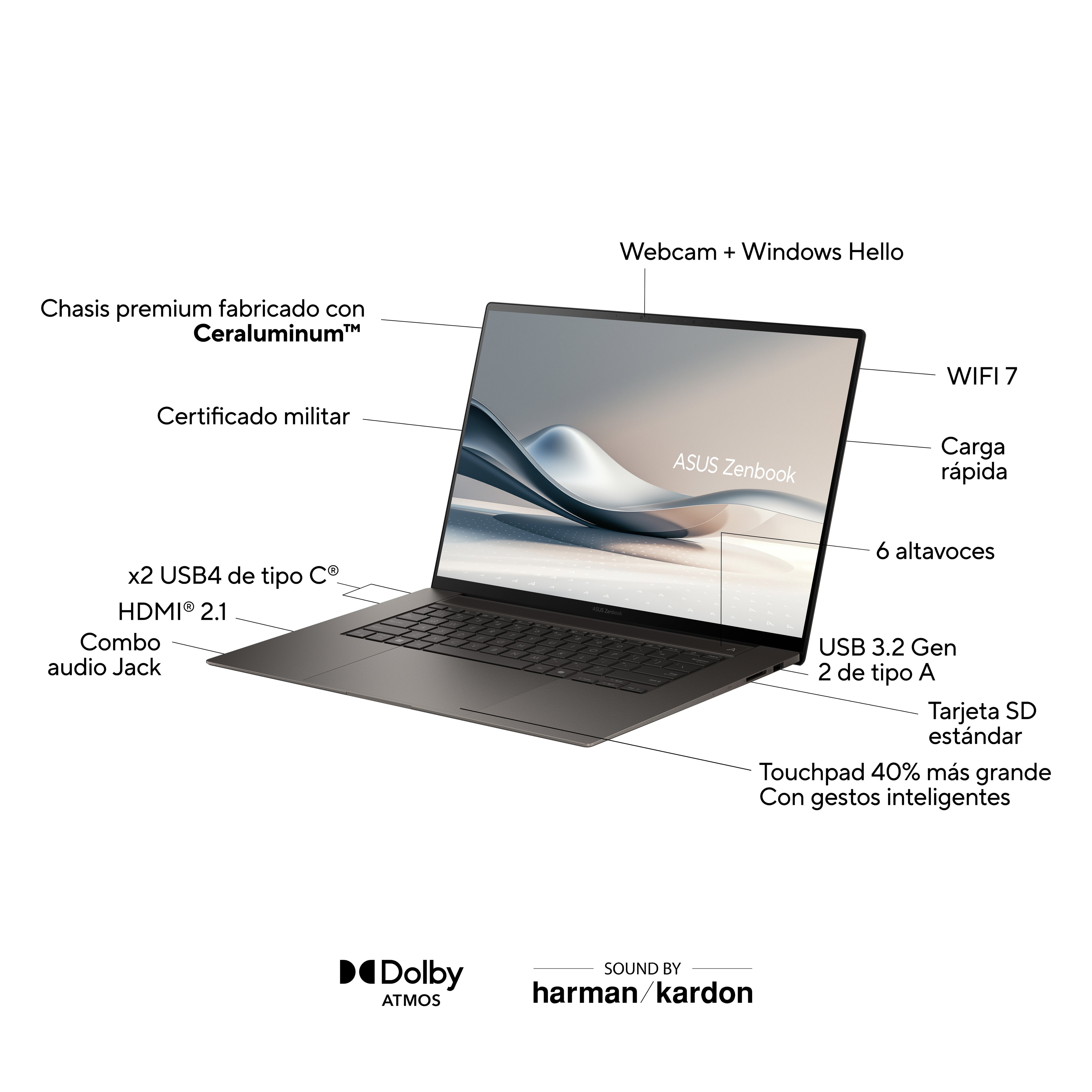 Asus Zenbook S 16 Oled Um5606wa-Rk053w Copilot+ Pc - Ordenador Portátil 16" Wqxga+ 120hz (Amd Ryzen Ai 9 Hx 370, 32gb Ram, 1tb Ssd, Radeon 890m, Windows 11 Home) Gris Zumaia - Teclado Qwerty Español