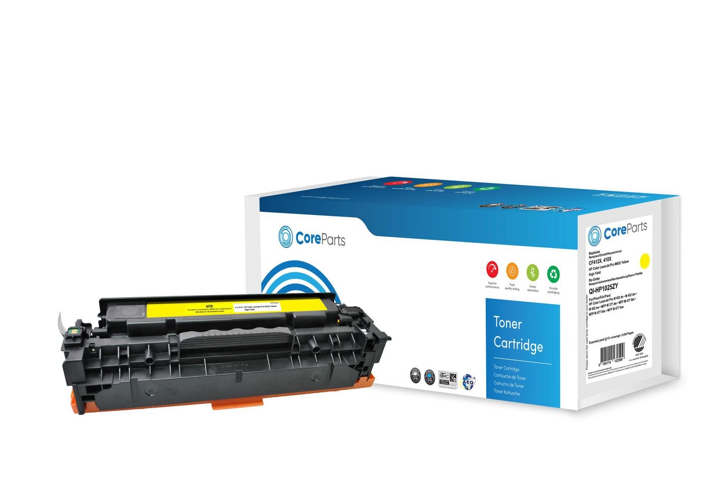 EAN 5704174132509 - CoreParts QI-HP1025ZY cartucho de tóner 1 pieza(s) Compatible Amarillo imagen 1