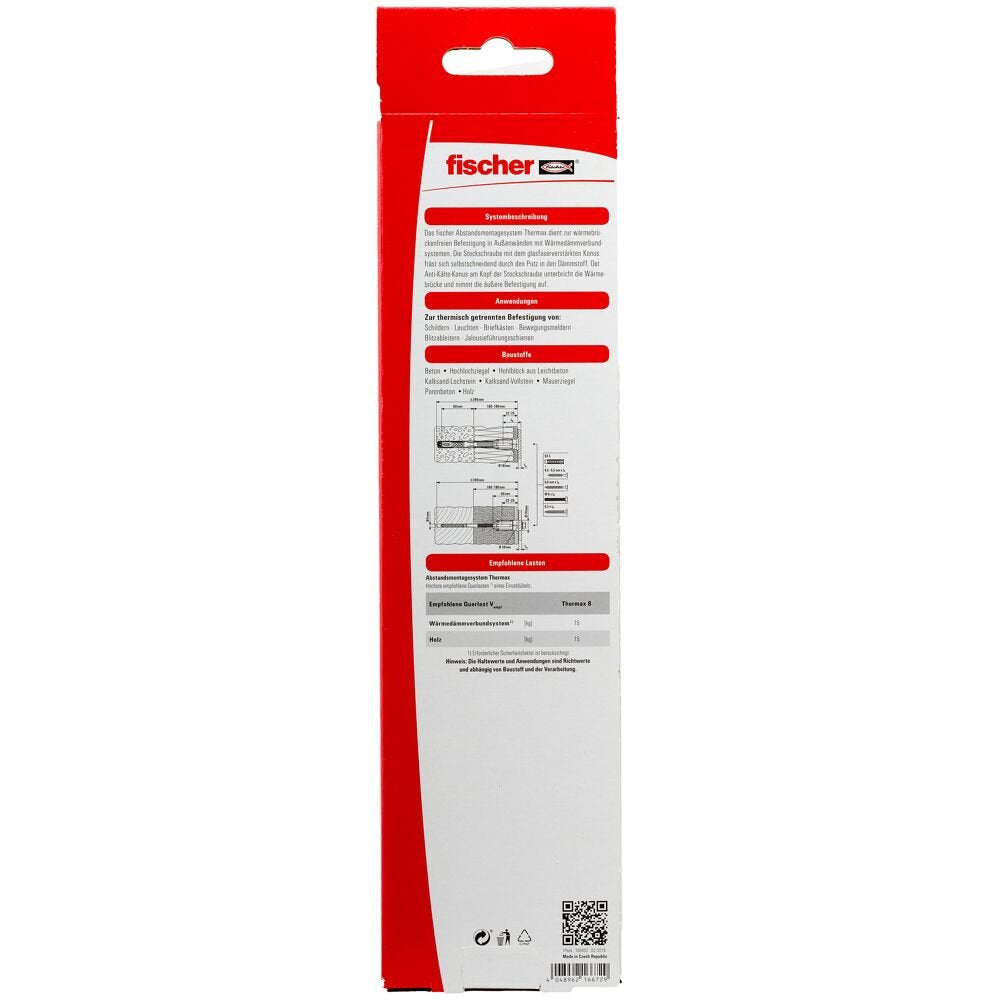 Fischer Sistema De Montaje A Distancia Thermax 8/180 M6 B, Tacos Negro/Gris, 2 Unidades 520115