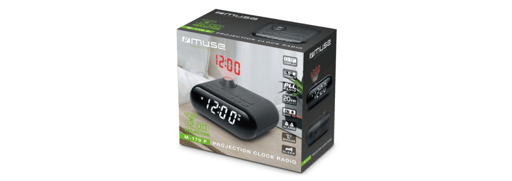 Radio Muse M-179 P Clock With Projection, Black
