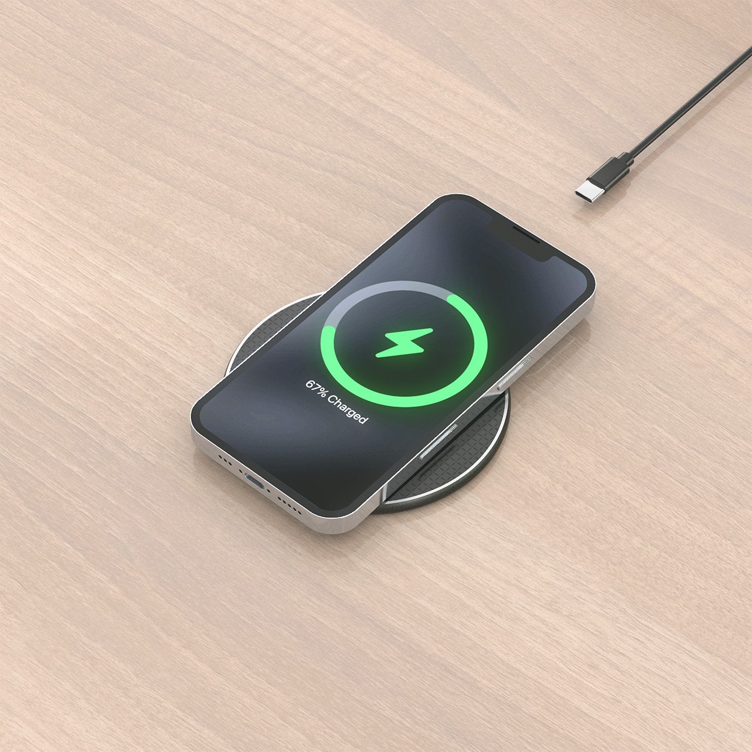 Aisens Cargador Inalambrico Usb-C 15w Para Movil, Negro