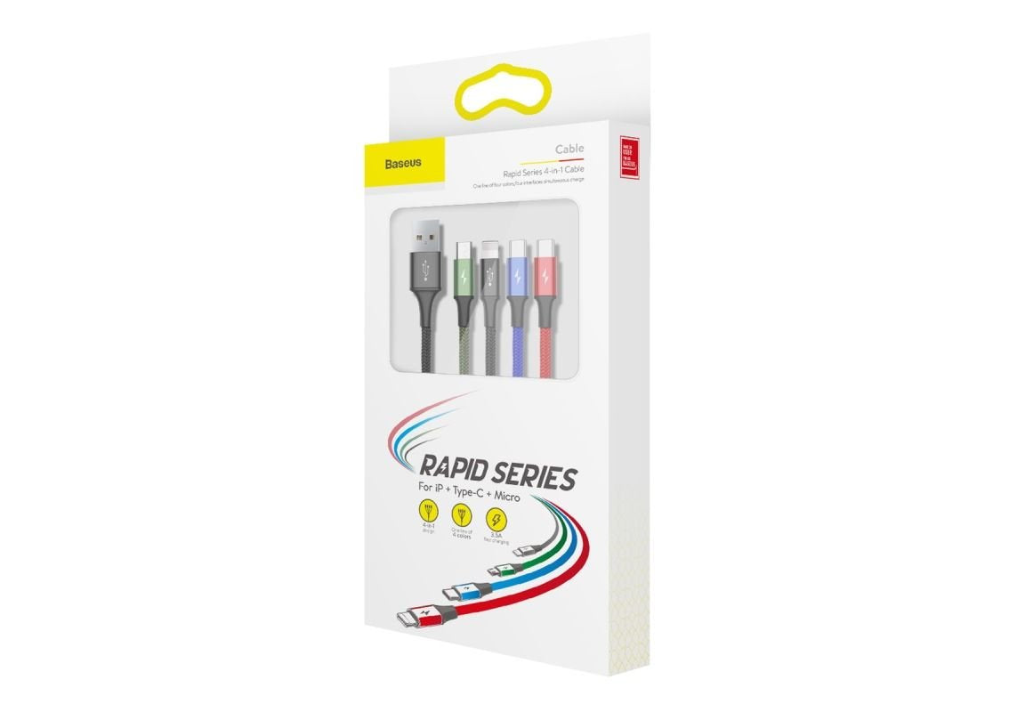 EAN 6953156278493 - Baseus CA1T4-B01 cable de teléfono móvil Negro 1,2 m USB A Lightning + micro-USB B + USB C imagen 5