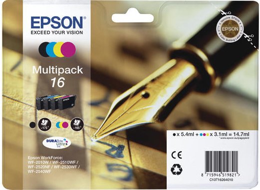 Epson Tinta Original T1636 Pack Color Y Black Para Workforce Wf-2010w/2510wf/ 2520wf/2530w