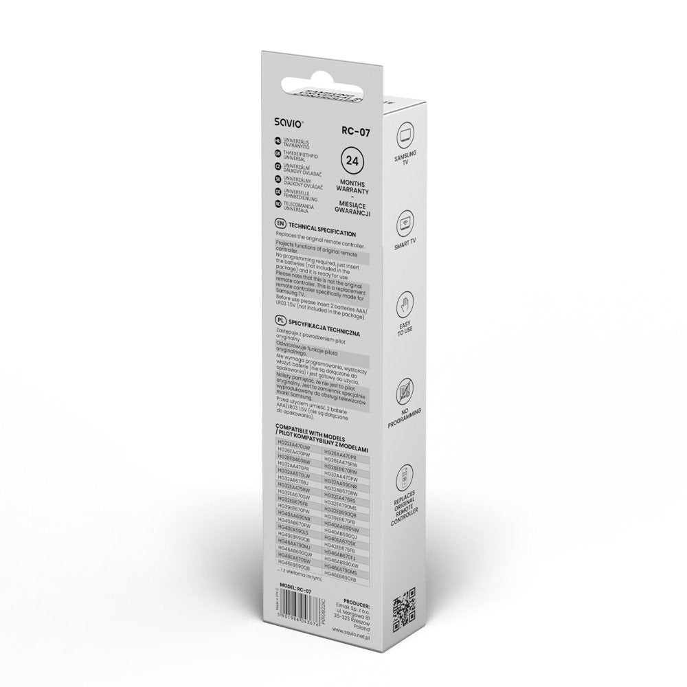 Savio Rc-07 Universal Remote Control / Tv Replacement Samsung