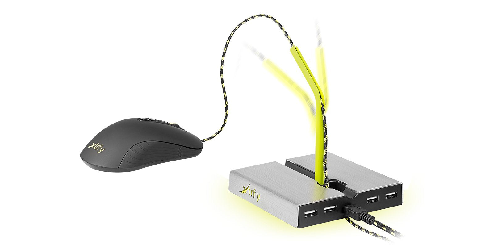 Cherry Xtrfy Zub B1 Raton Bungee Plata Amarillo Hub De Interfaz Usb 2.0