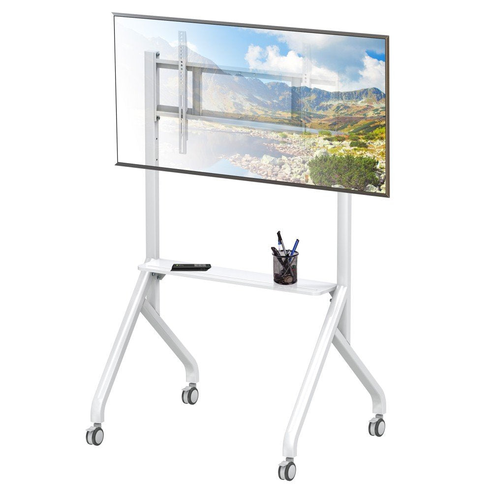 Soporte De Suelo Móvil Multifunción Techly Para Tv Lcd, Led Y Plasma De 65 A 100 Pulgadas, Blanco