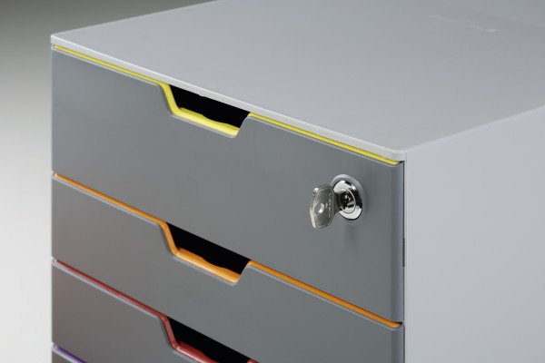 Cajón Durable Con Cerradura Varicolor 4 Compartimentos Multicolor