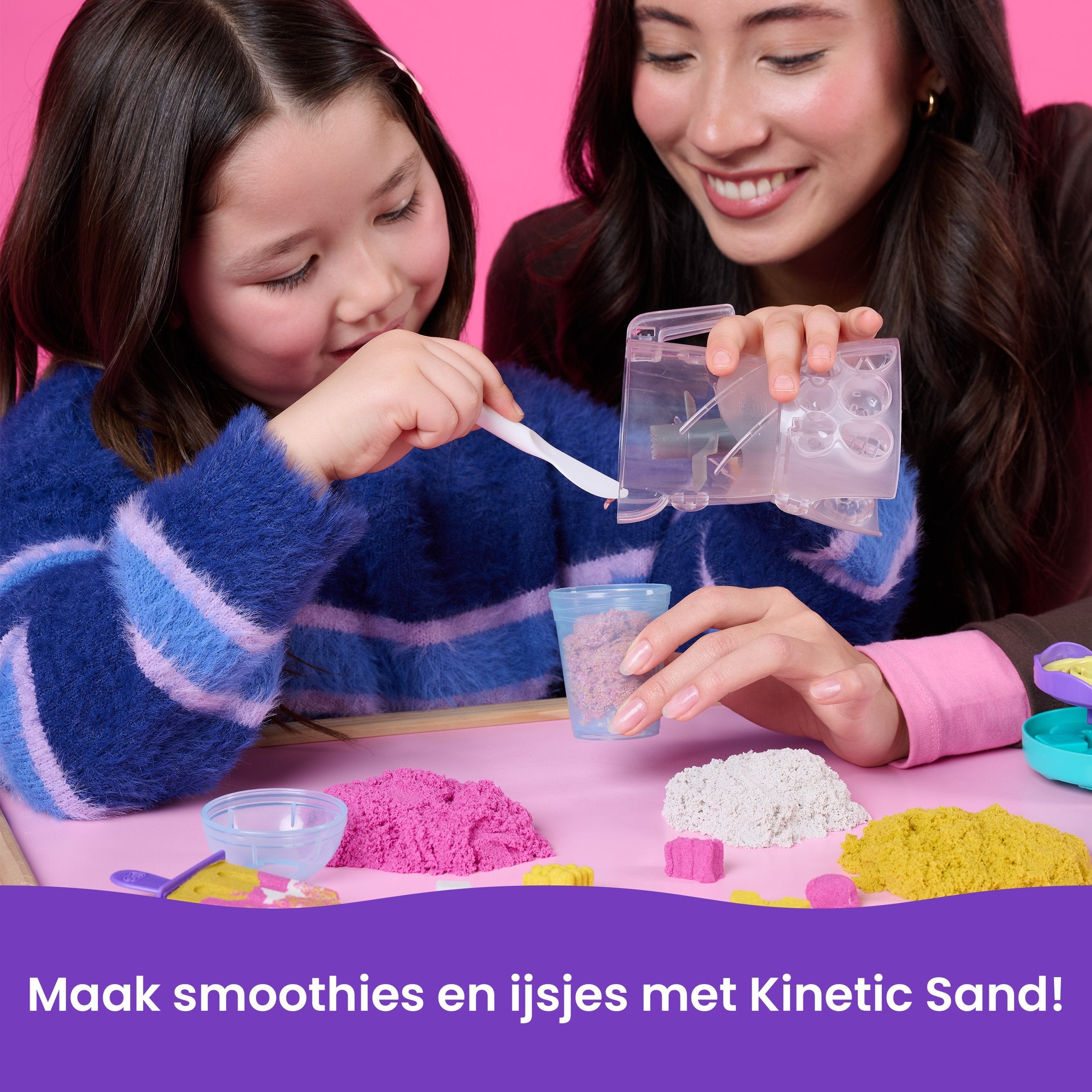 Spin Master Kinetic Sand - Set De Juego Smoothie Mixer, Arena De Juego Con 397 Gramos De Arena En 3 Colores 6075121