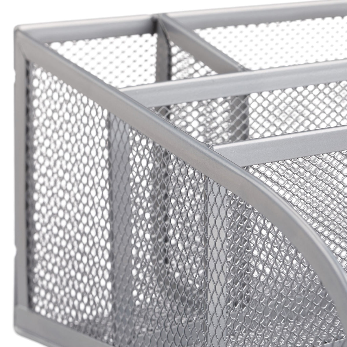 Relaxdays Escritorio-Organizer 5 Compartimentos, Metal Plateado
