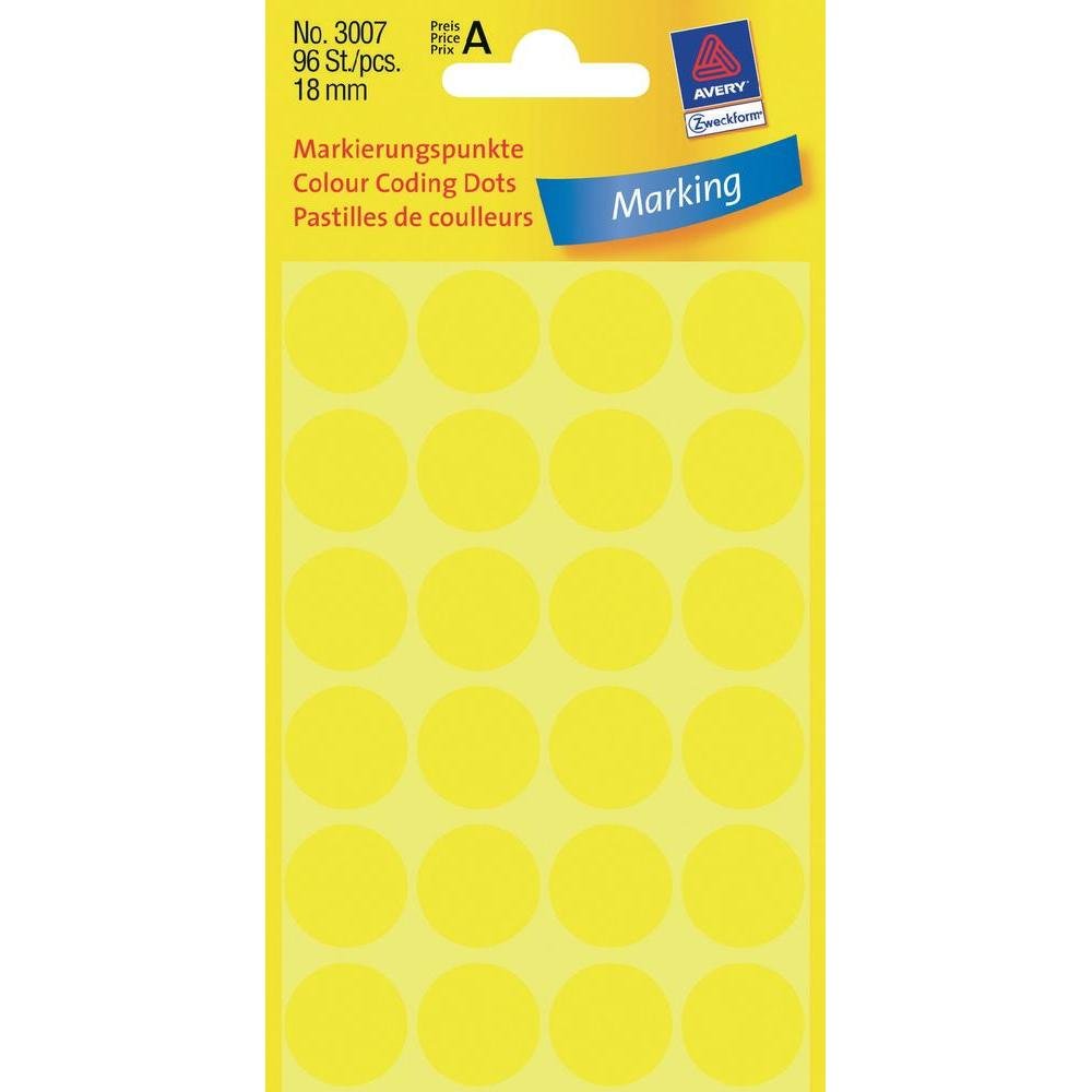 Avery Zweckform Klebepunkte 3007 Amarillo Ø 18,0 Mm, 96 Unidades