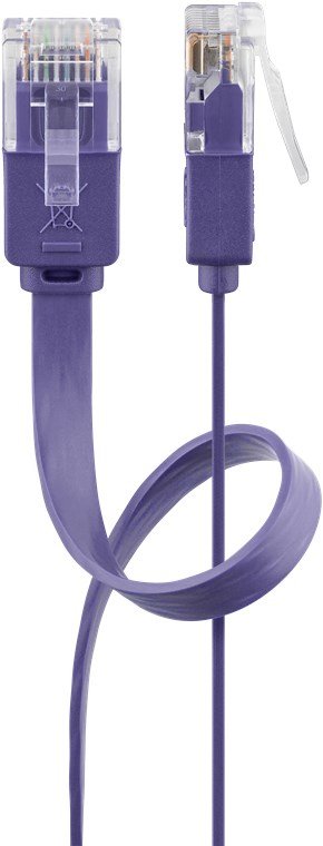 Latiguillo Cat 6, U-Utp, 2.00 M, Violeta, Plano Cu-Pvc