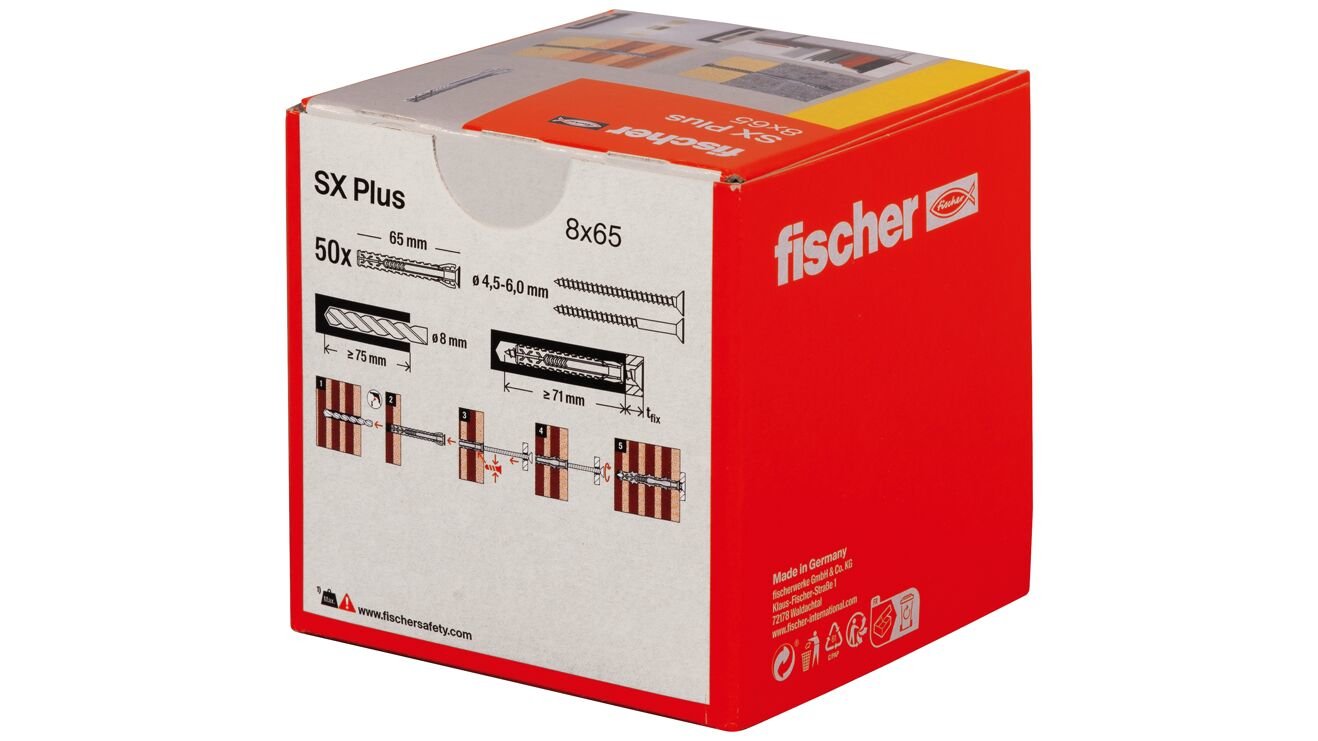 EAN 4048962480887 - Fischer 568108 tornillo de anclaje y taco 50 pieza(s) Anclaje de expansión 65 mm imagen 3