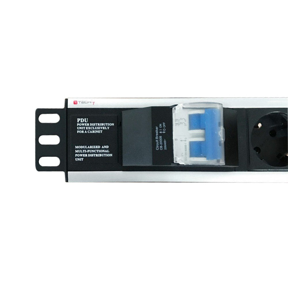 Techly I-Case Strip-16sh Regleta De Alimentación 19' 1.5u X6 - Enchufes Schuko