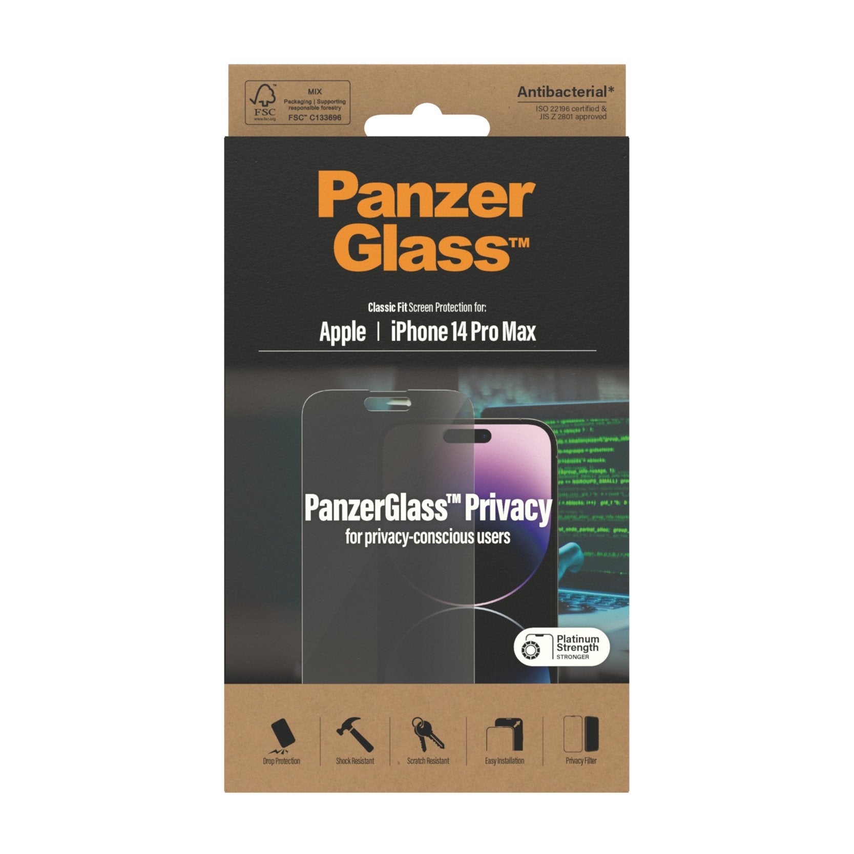EAN 5711724127700 - PanzerGlass ® Privacy Screen Protector iPhone 14 Pro Max | Classic Fit Protector de pantalla Apple 1 piez imagen 3