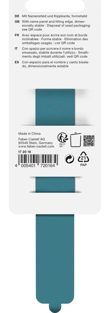 Faber-Castell Sparkle Regla Recta 15cm - Panel Para Nombre - Escalas Para Zurdos Y Diestros - Verde Oceano