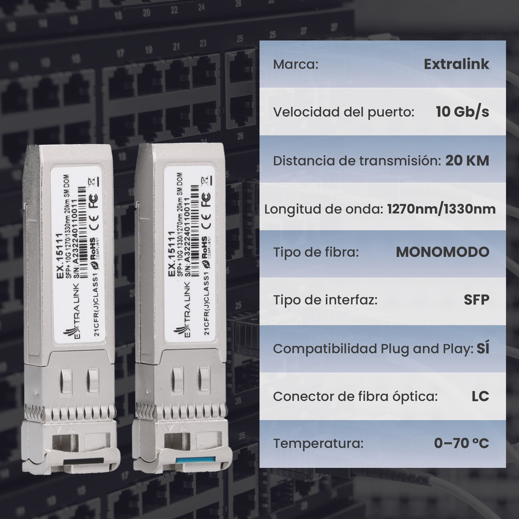 Extralink Sfp+ 10g Wdm 1270/1330nm Sm 20km - Pair (Dedicated To Hp/Aruba)