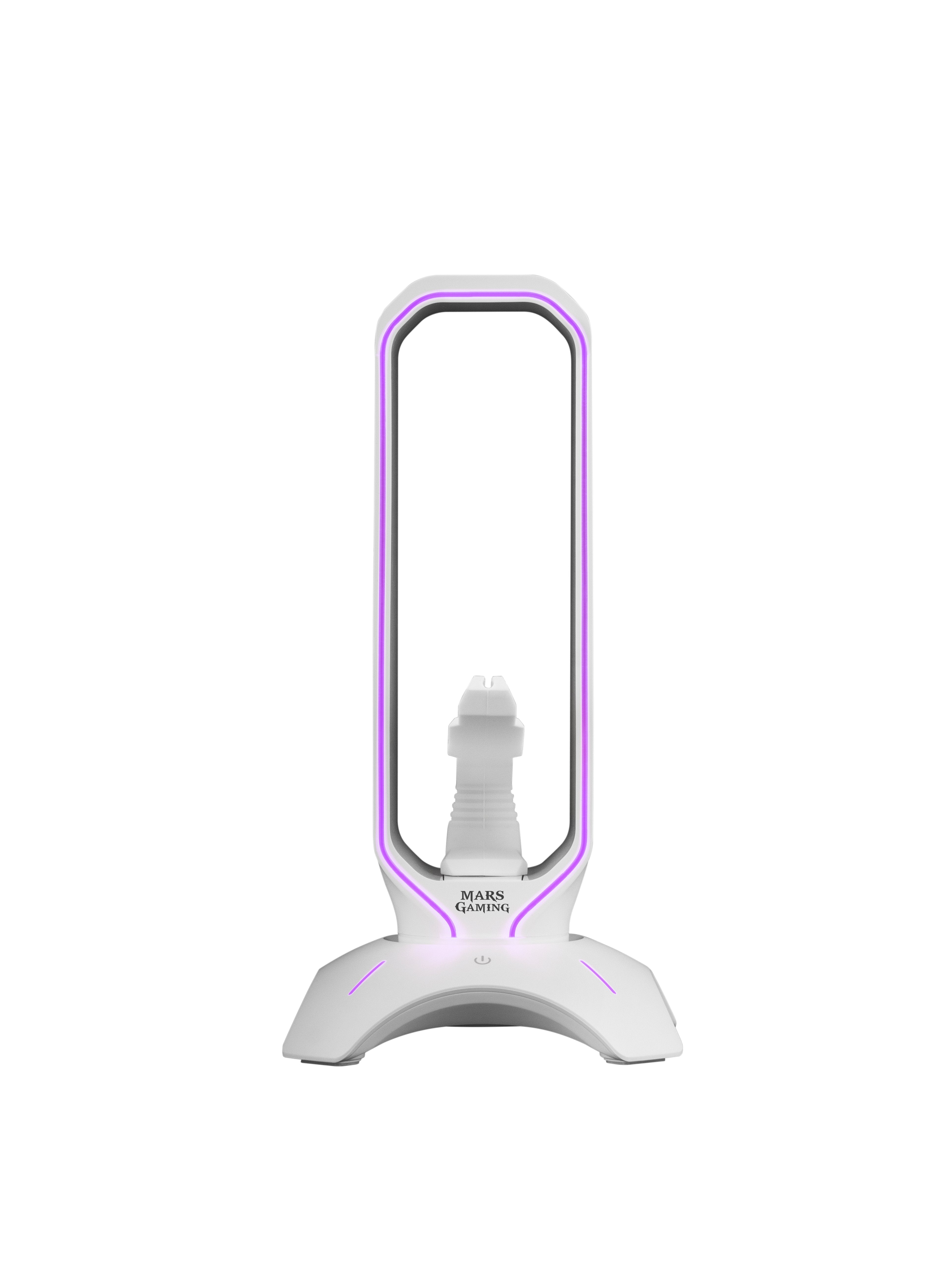 Soporte 3 En 1 Mars Gaming Mhhprow White Soporte Auriculares+Bungee Raton+Hub Usb 2*Usb 3.0 Iluminado 7 Colores+Efecto Rgb Cable 1.5m