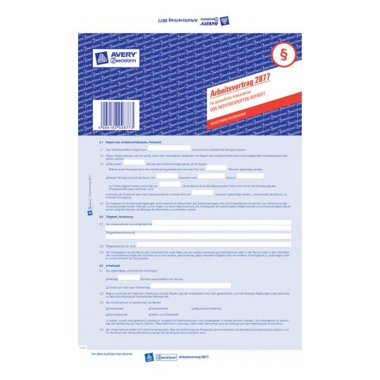 Avery Zweckform Arbeitsvertrag - A4 (210 X