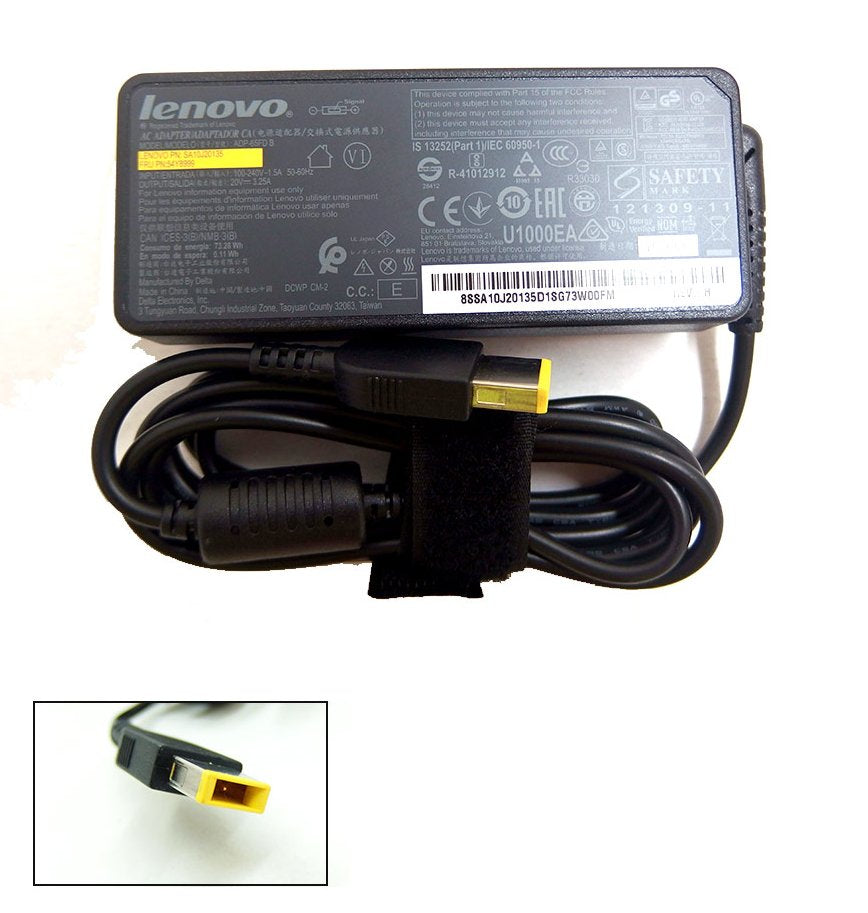 Lenovo Cargador 20v 3.25a 65w Con Cable Alimentación Para Lenovo Yoga 13 54y8999