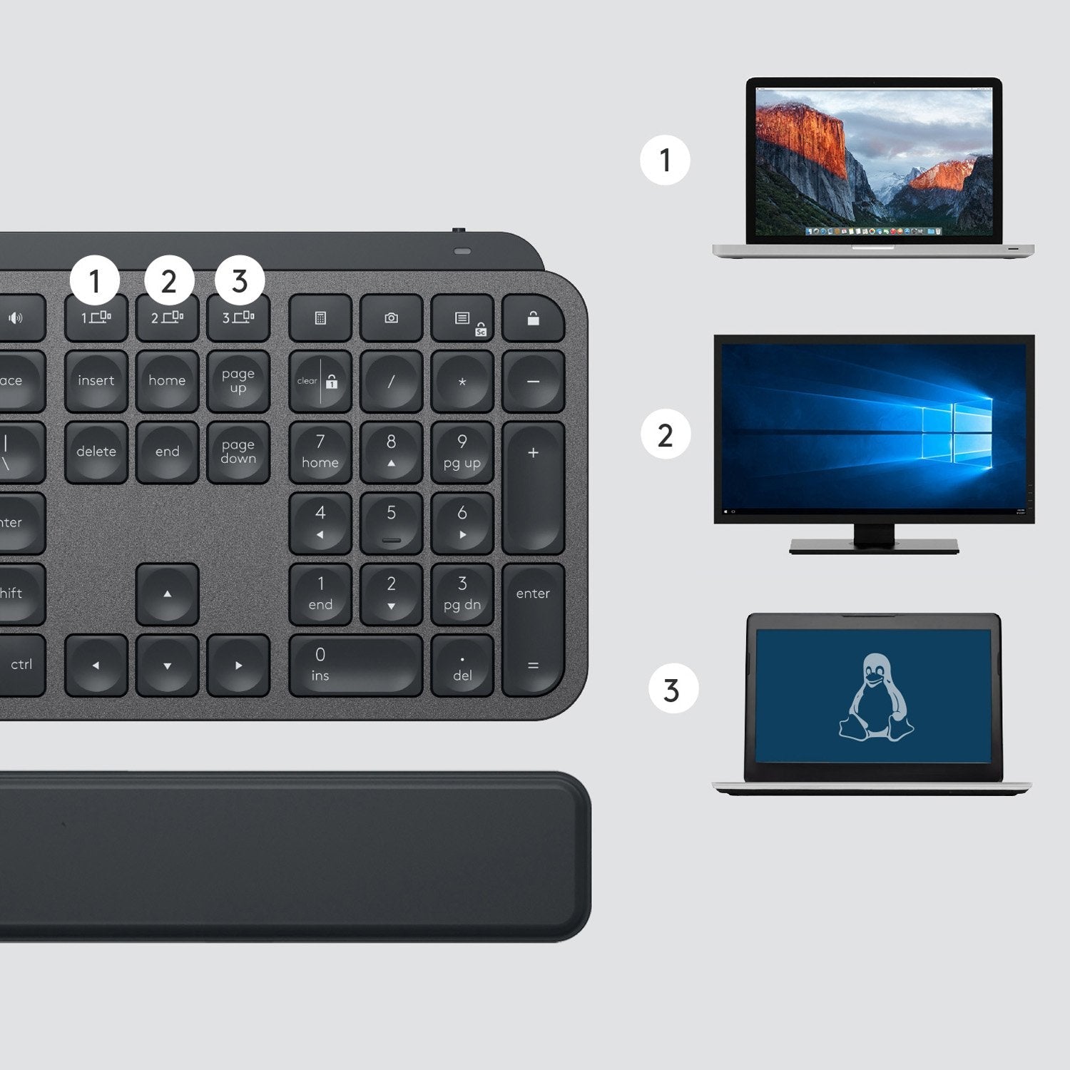 Teclado Inglés Logitech Mx Keys Plus Rf Wireless + Bluetooth Qwerty Grafito