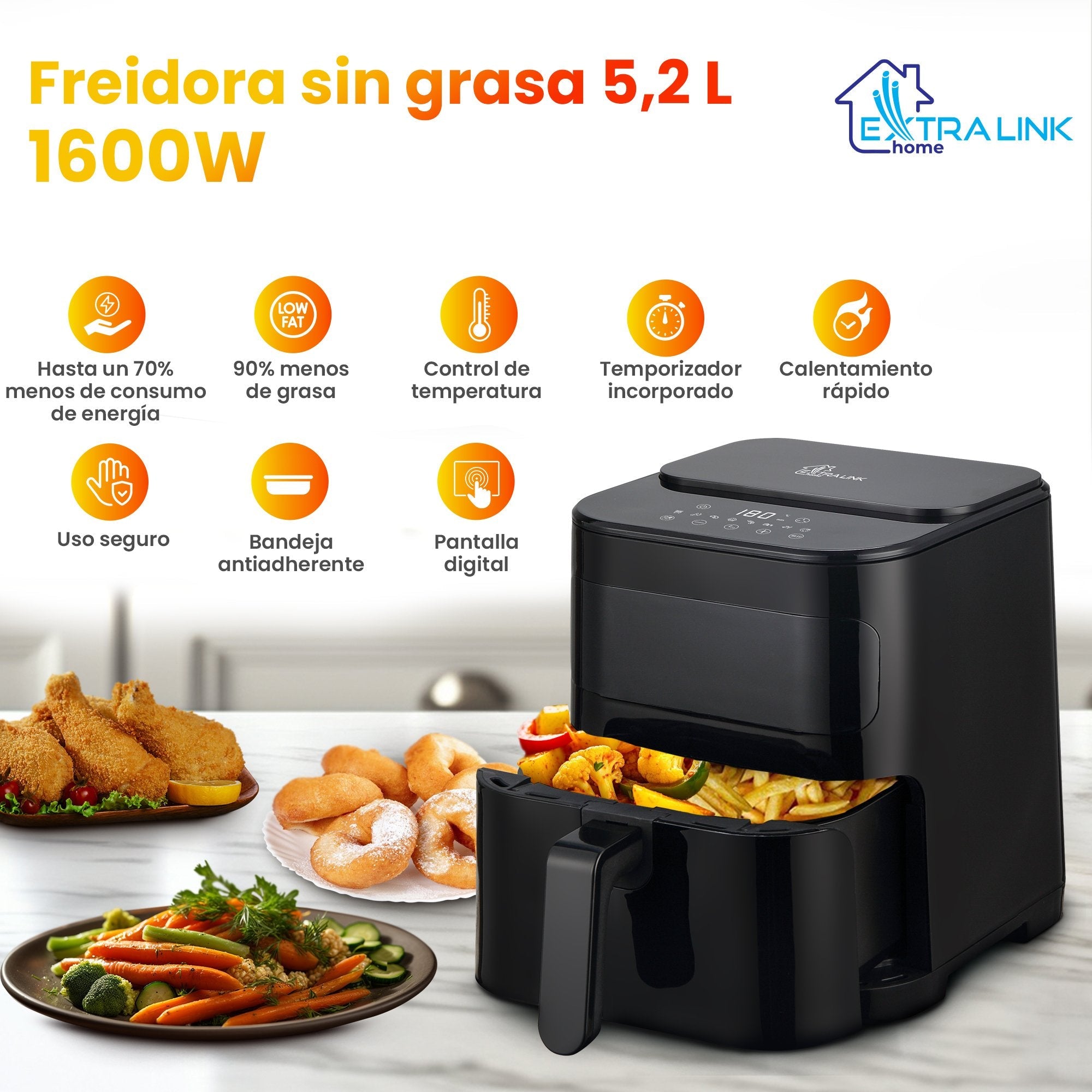 Extralink Home Air Fryer 5.2l Eu Sj-520