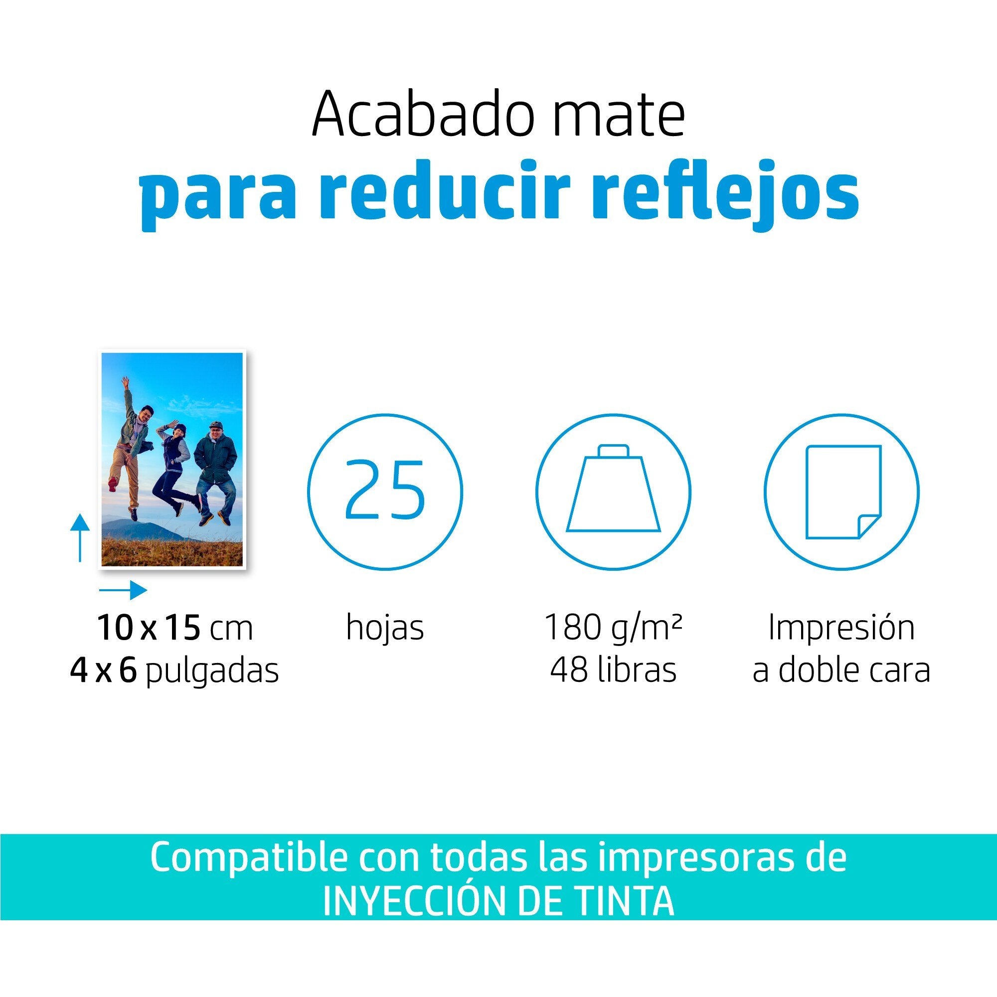 Hp Papel Foto Mate 10x15cm 25hojas